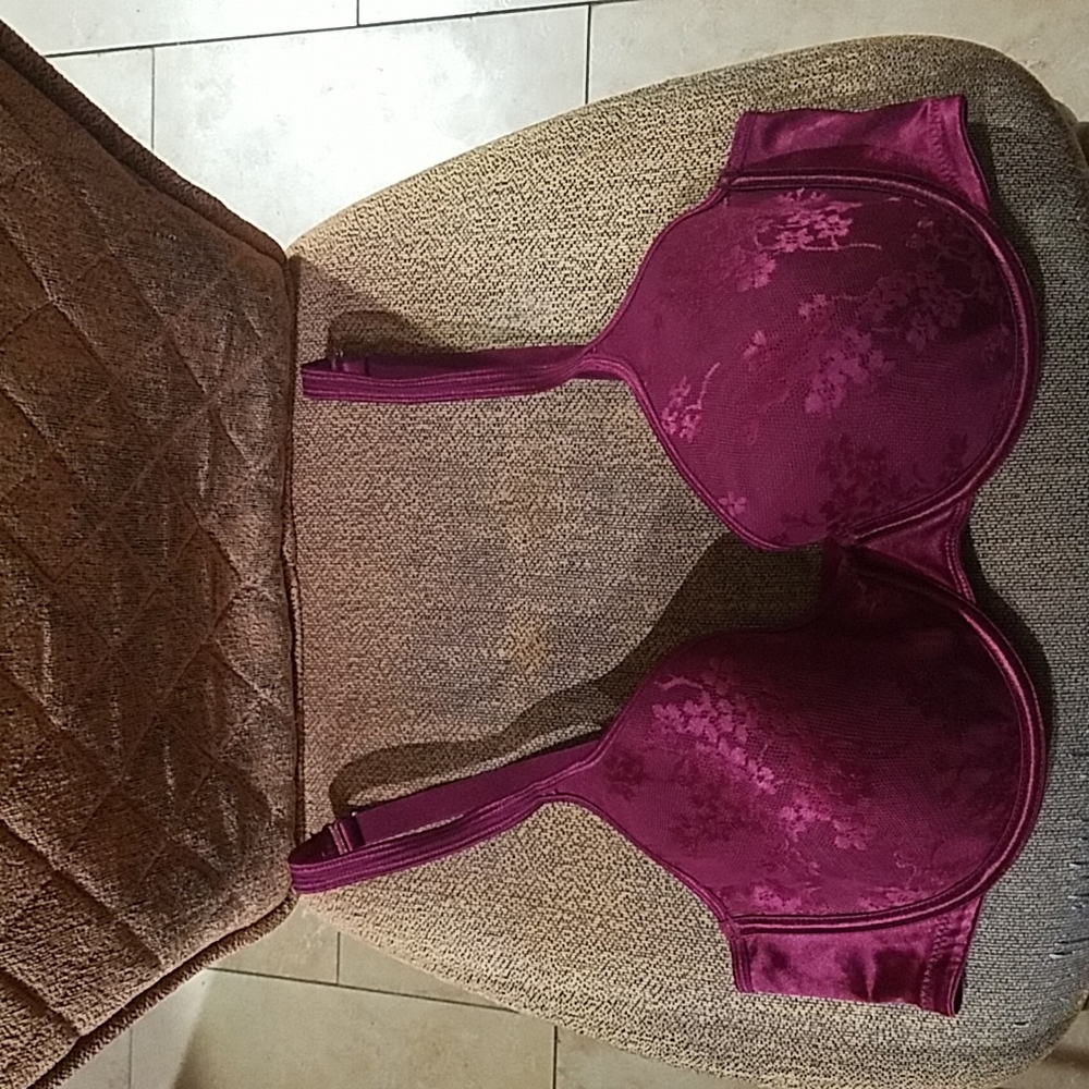 Cacique Lane Bryant Underwire Burgundy Purple Floral Lace Bra